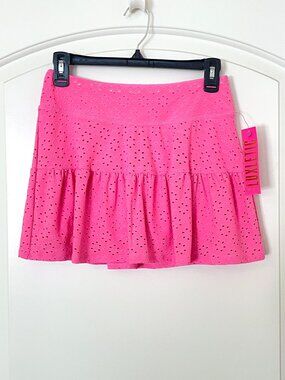 New Lilly Pulitzer Luxletic Skort Gardenia Skirt Shorts Havana Pink Eyelet XS